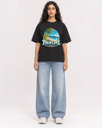 Mockup Boxy Heavyweight Tee Black female full-body 07