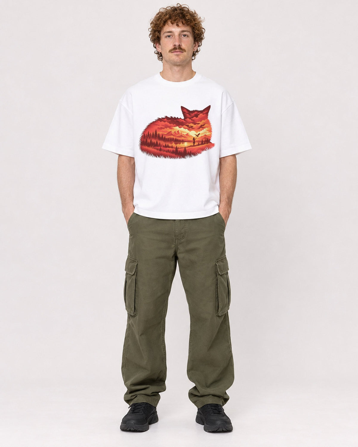 Mockup Boxy Heavyweight Tee White male full-body 09