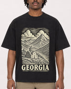 Mockup Boxy Heavyweight Tee Black male close-up 04