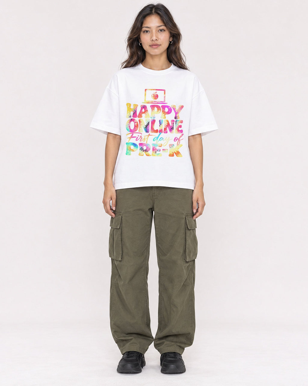 Mockup Boxy Heavyweight Tee White female full-body 02