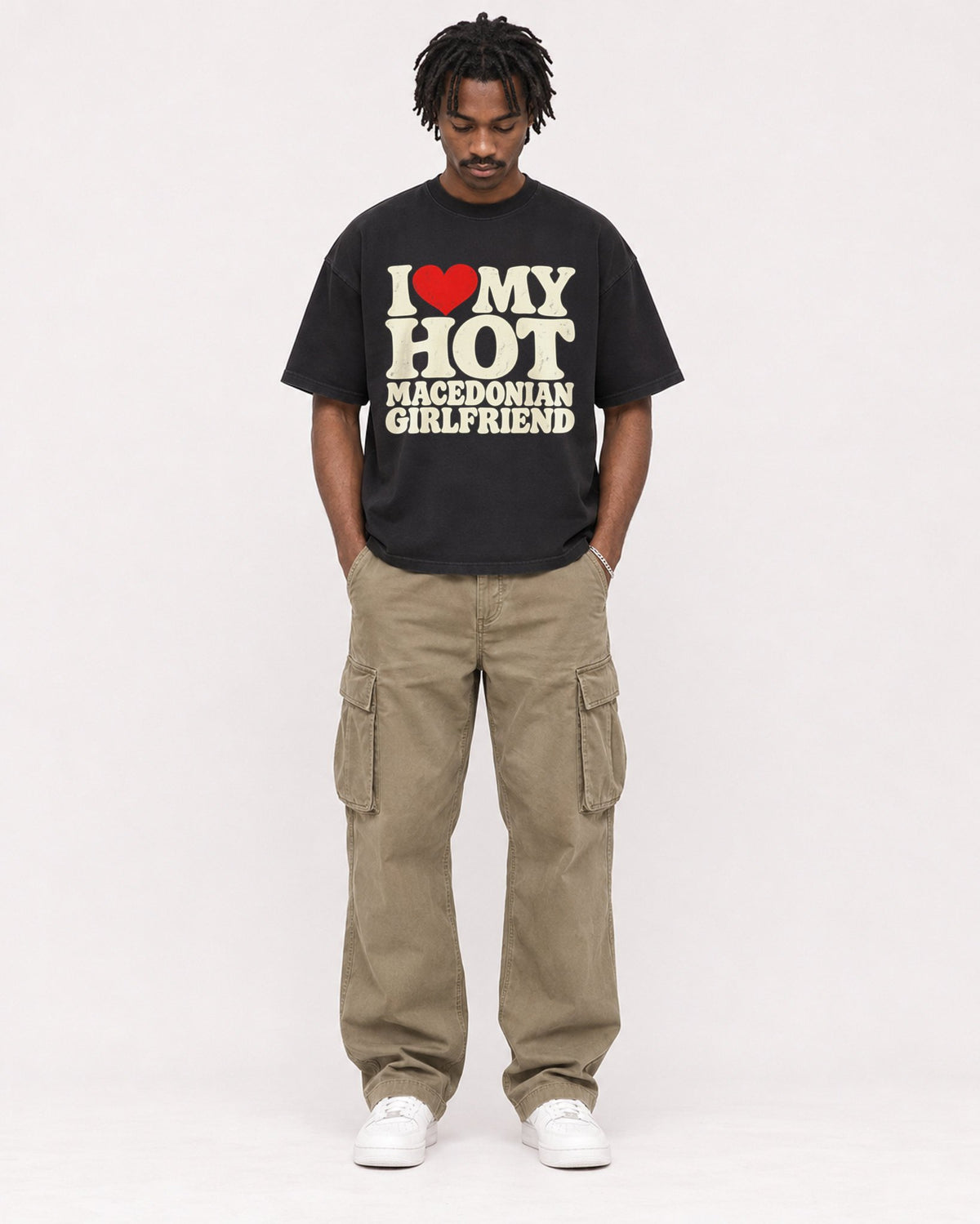 Mockup Boxy Heavyweight Tee Black male full-body 04