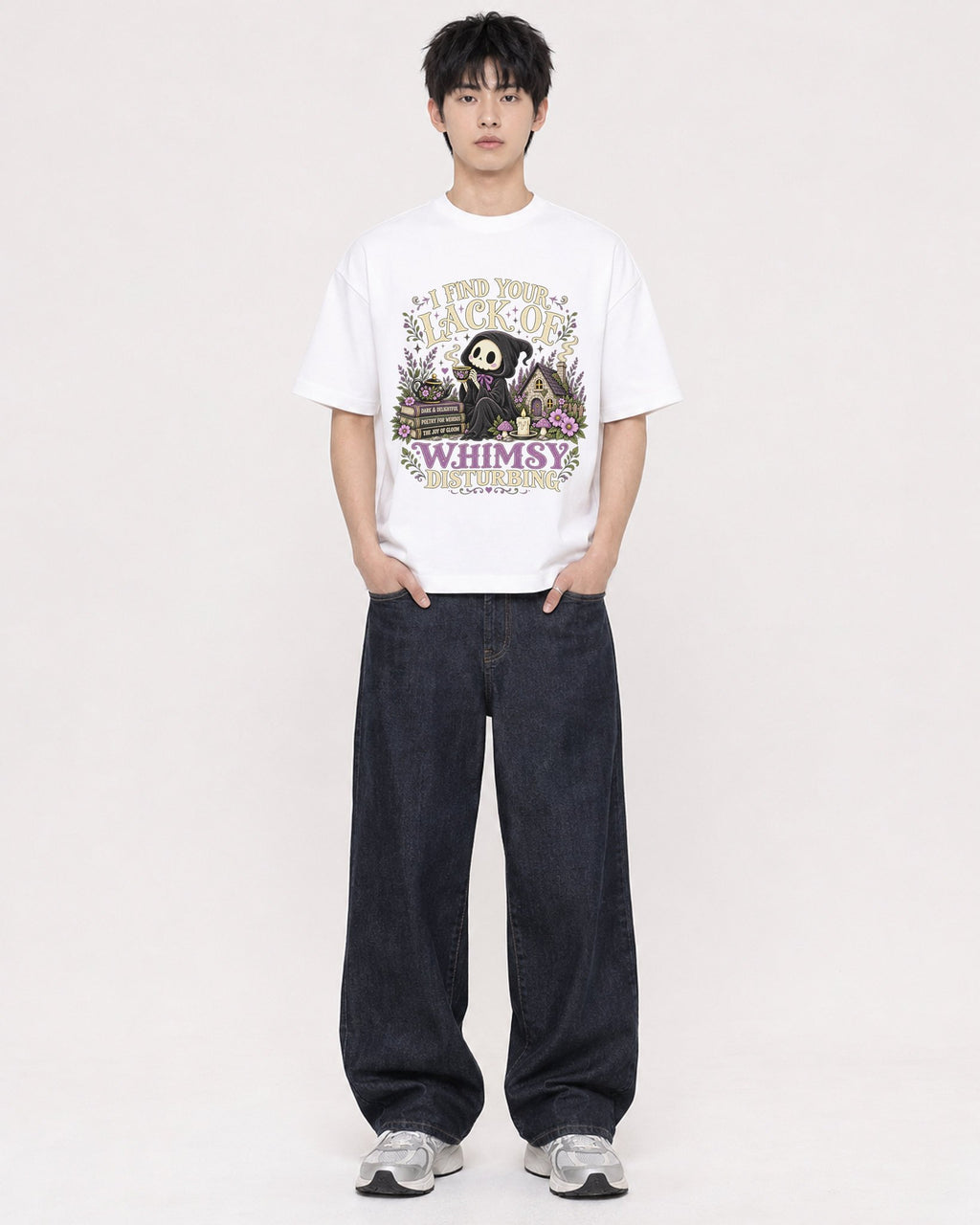 Mockup Boxy Heavyweight Tee White male full-body 01