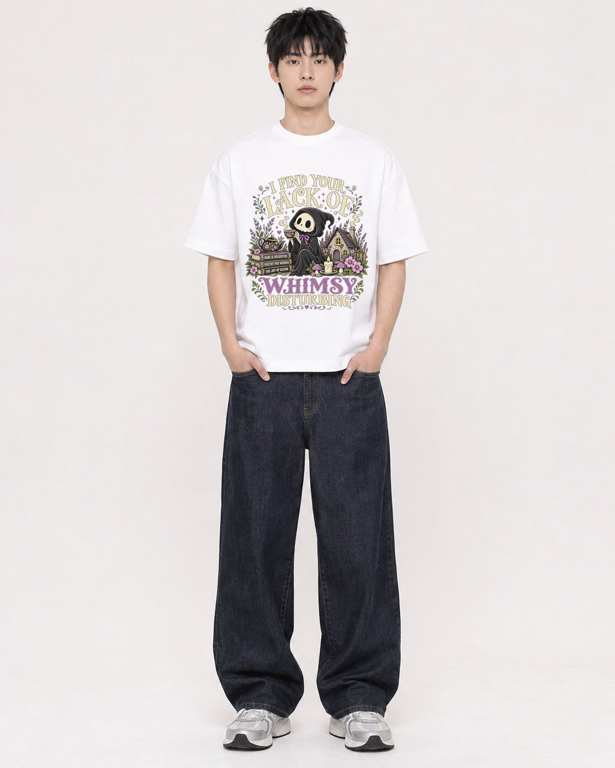 Mockup Boxy Heavyweight Tee White male full-body 01