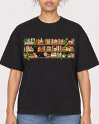 Mockup Boxy Heavyweight Tee Black female close-up 20