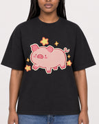 Mockup Boxy Heavyweight Tee Black female close-up 04