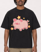 Mockup Boxy Heavyweight Tee Black male close-up 04