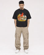 Mockup Boxy Heavyweight Tee Black male full-body 12