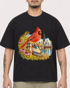 Mockup Boxy Heavyweight Tee Black male close-up 12