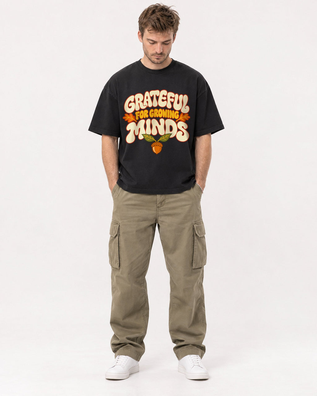Mockup Boxy Heavyweight Tee Black male full-body 08