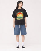Mockup Boxy Heavyweight Tee Black female full-body 01
