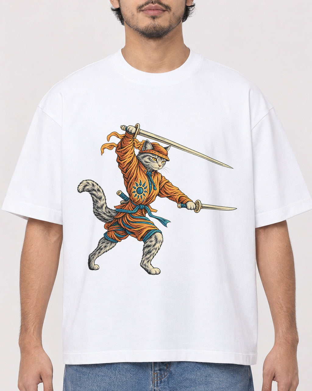 Mockup Boxy Heavyweight Tee White male close-up 02