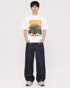 Mockup Boxy Heavyweight Tee White male full-body 01