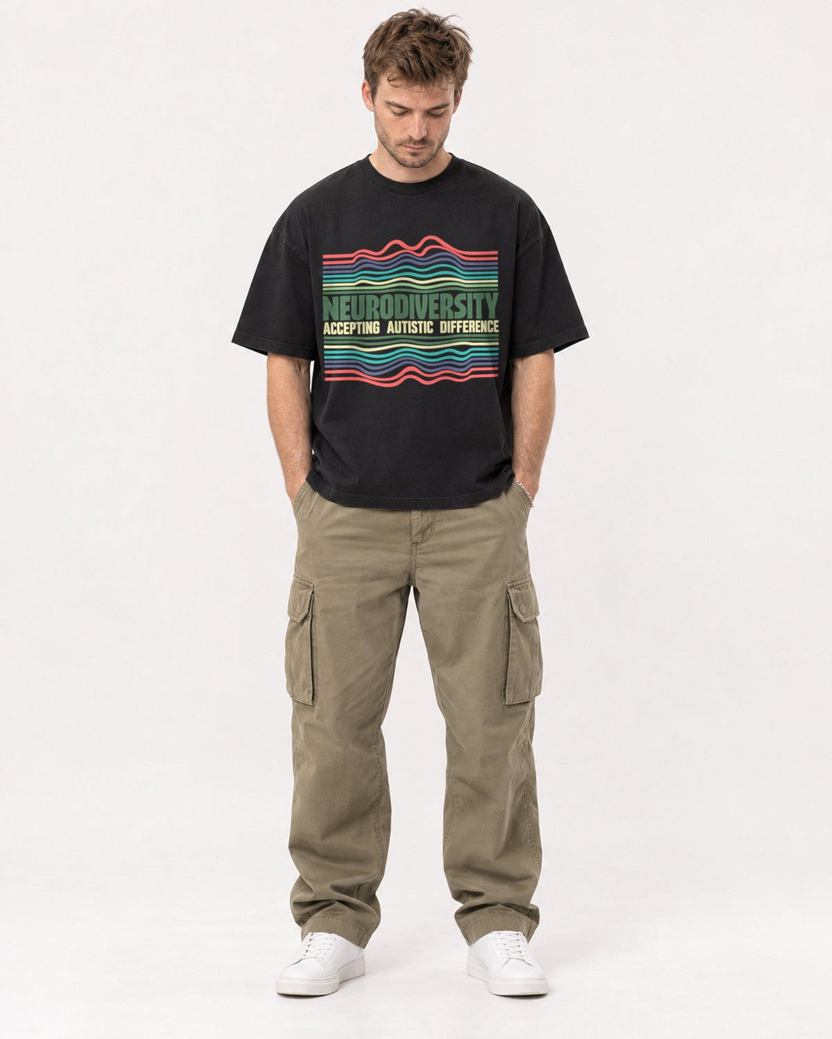 Mockup Boxy Heavyweight Tee Black male full-body 08