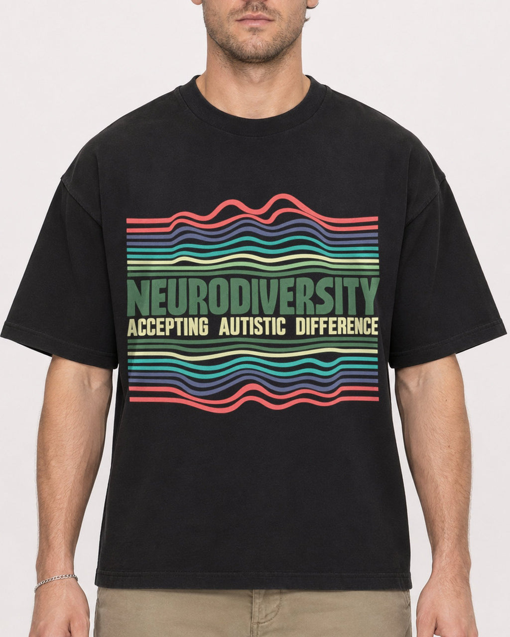 Mockup Boxy Heavyweight Tee Black male close-up 08