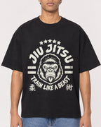 Mockup Boxy Heavyweight Tee Black male close-up 10