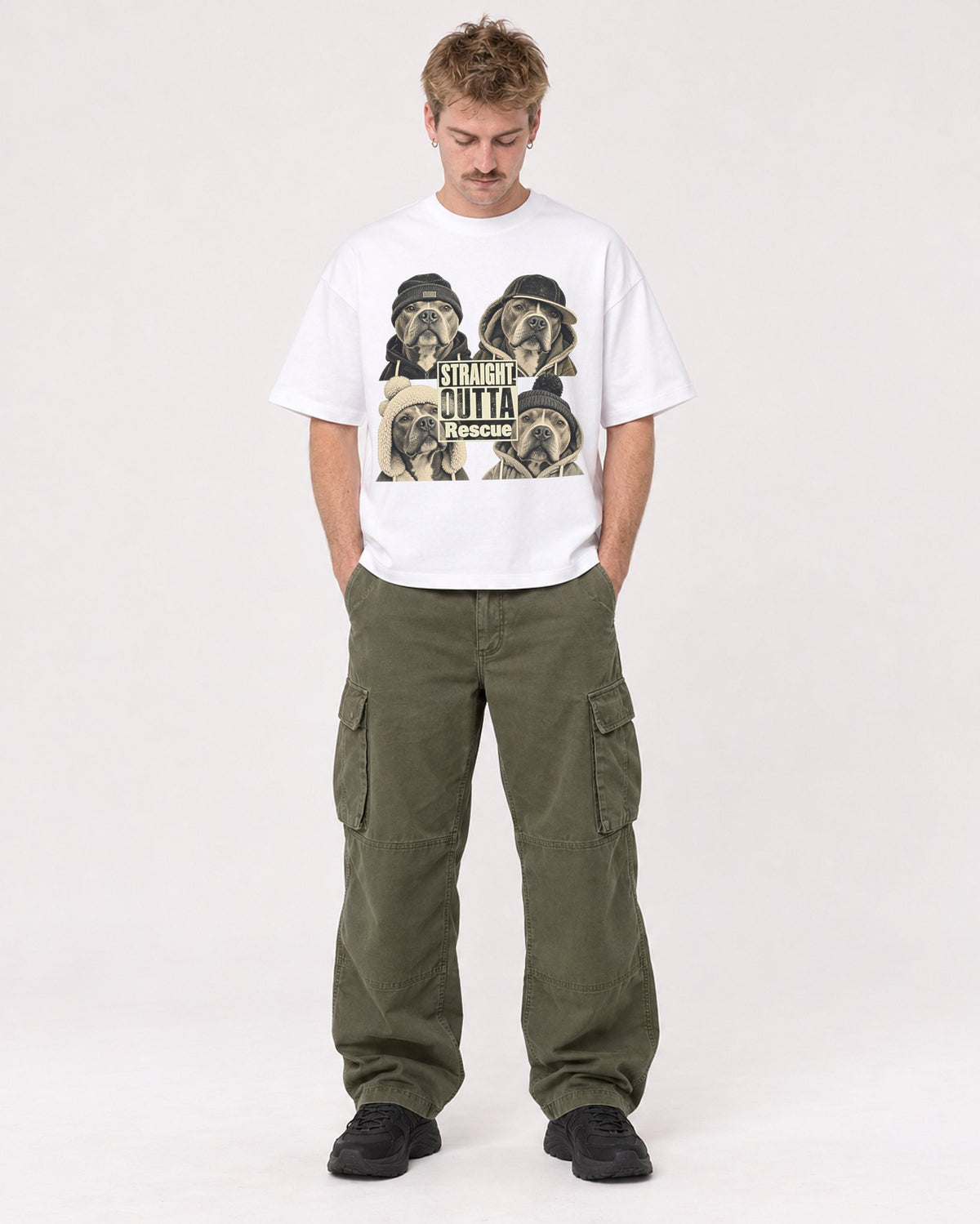 Mockup Boxy Heavyweight Tee White male full-body 19
