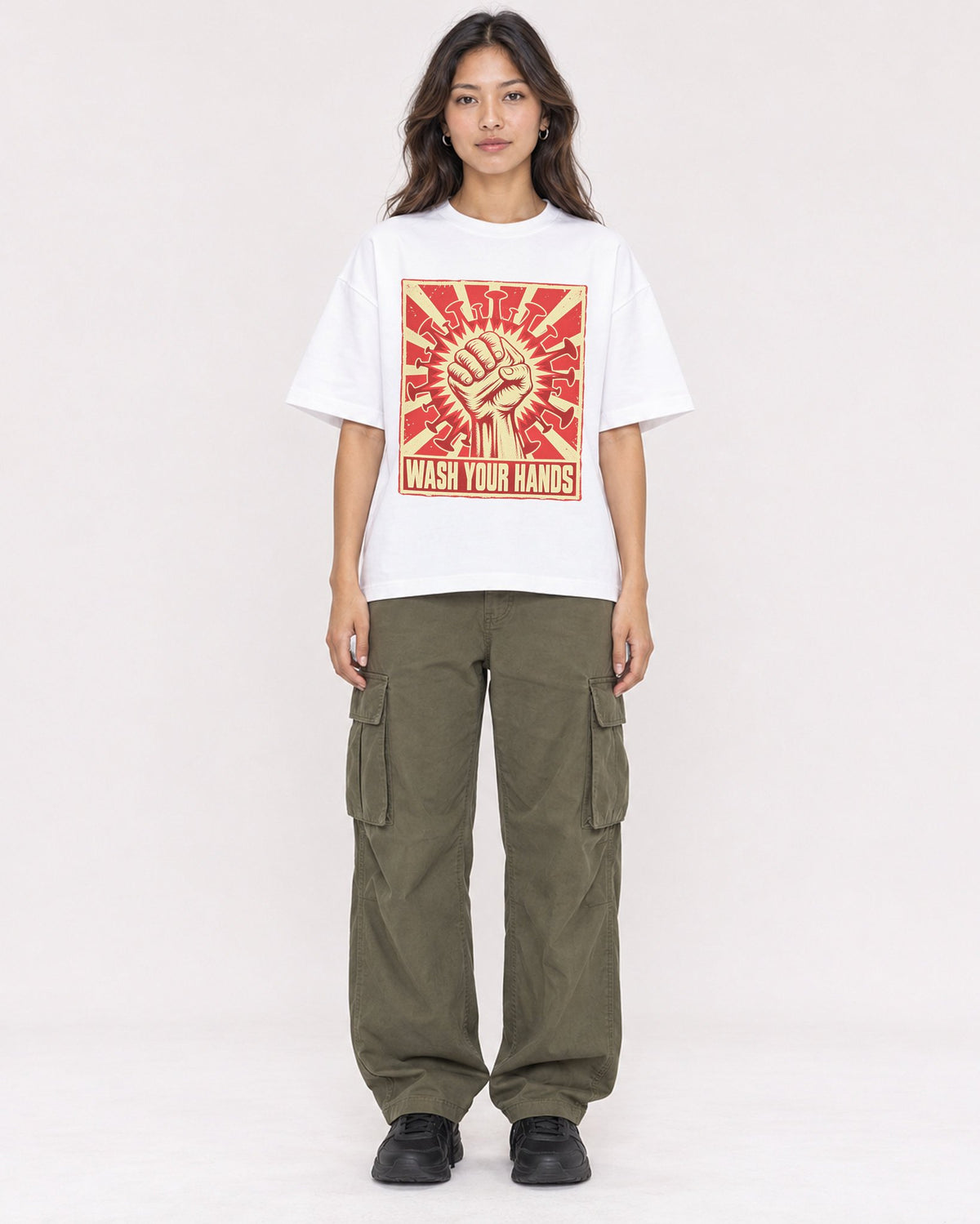Mockup Boxy Heavyweight Tee White female full-body 02