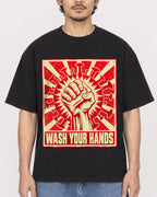 Mockup Boxy Heavyweight Tee Black male close-up 02