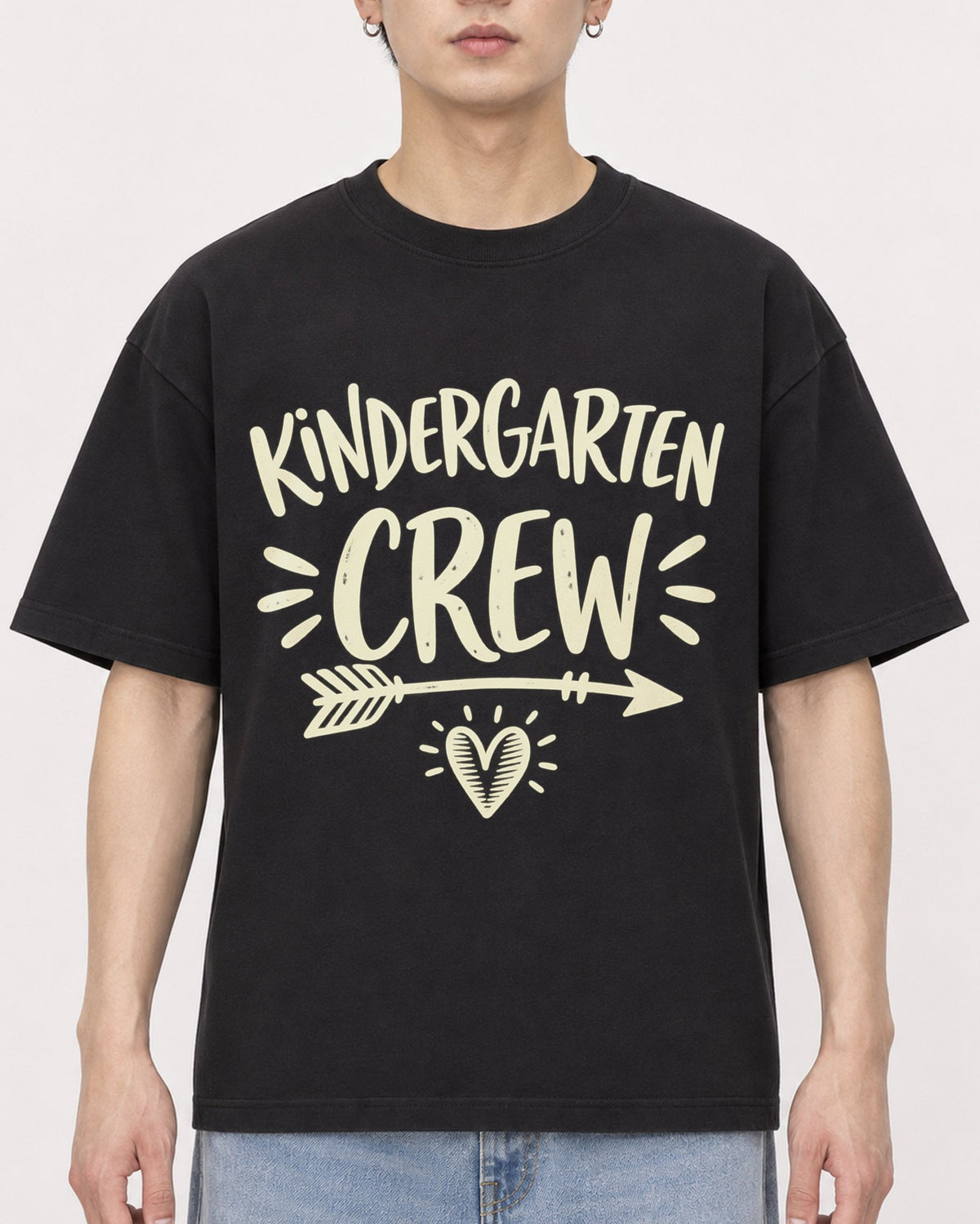 Mockup Boxy Heavyweight Tee Black male close-up 01
