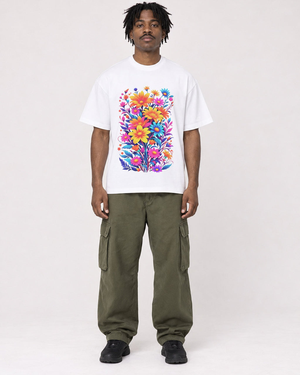 Mockup Boxy Heavyweight Tee White male full-body 04