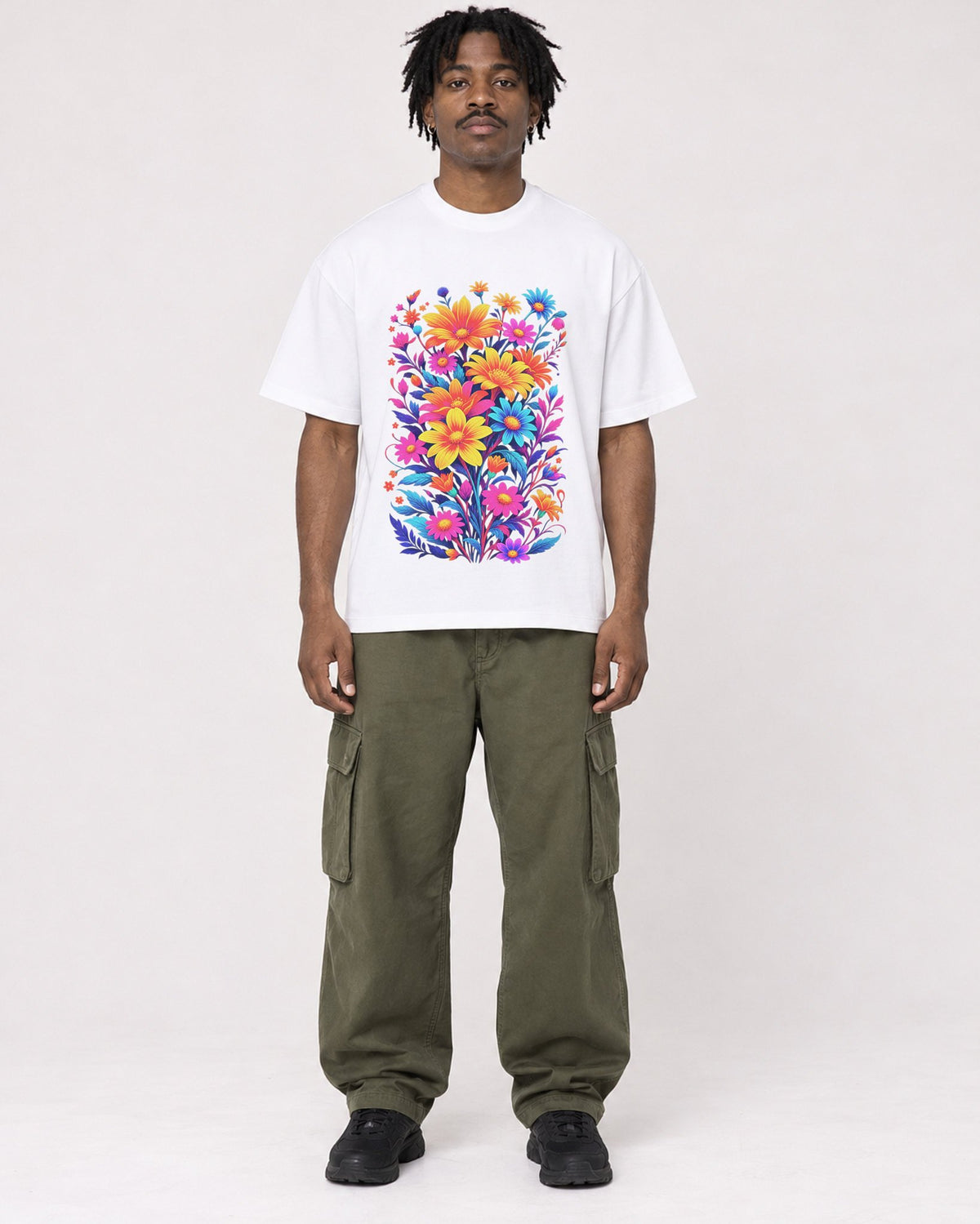 Mockup Boxy Heavyweight Tee White male full-body 04