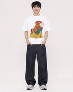 Mockup Boxy Heavyweight Tee White male full-body 01
