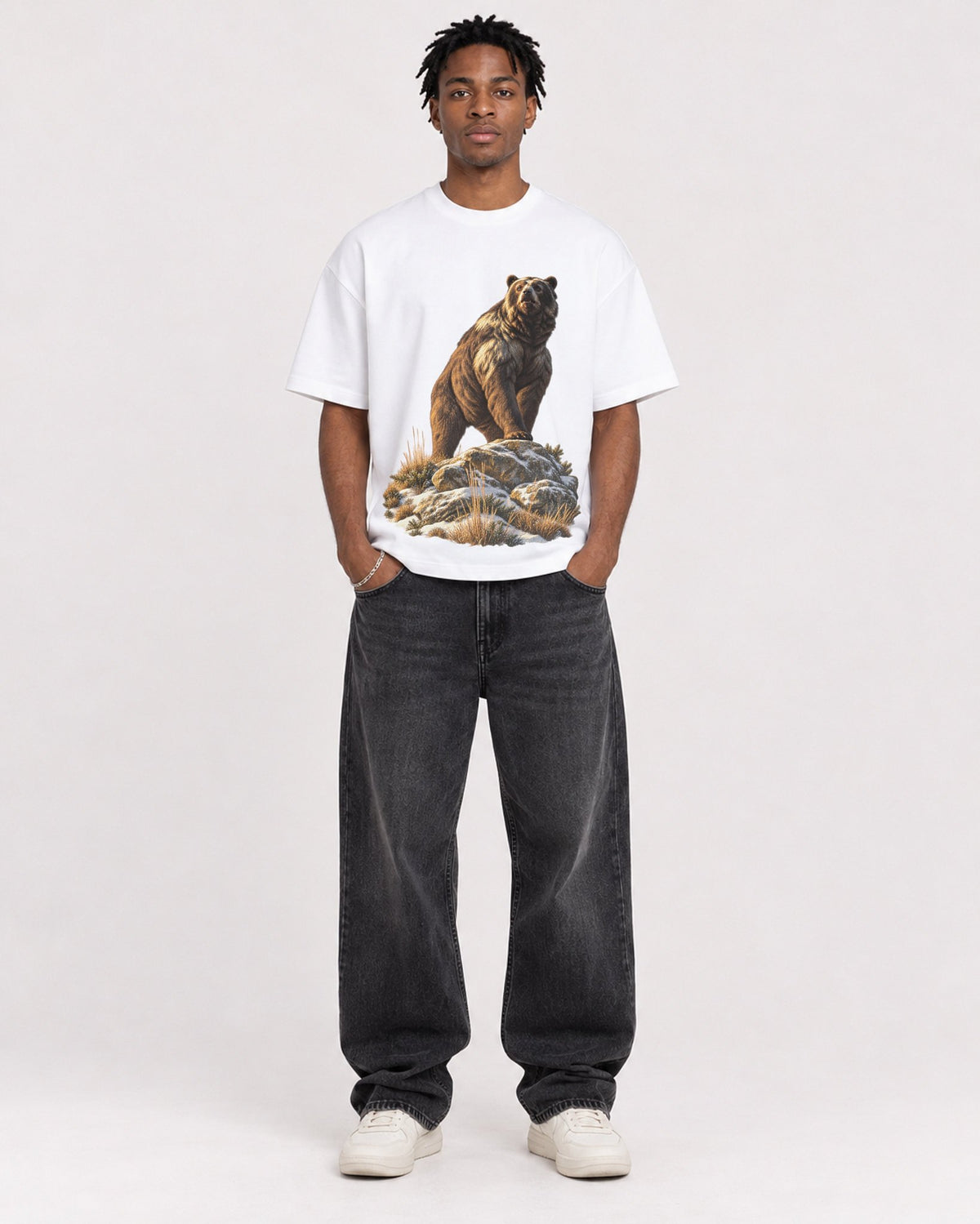Mockup Boxy Heavyweight Tee White male full-body 05