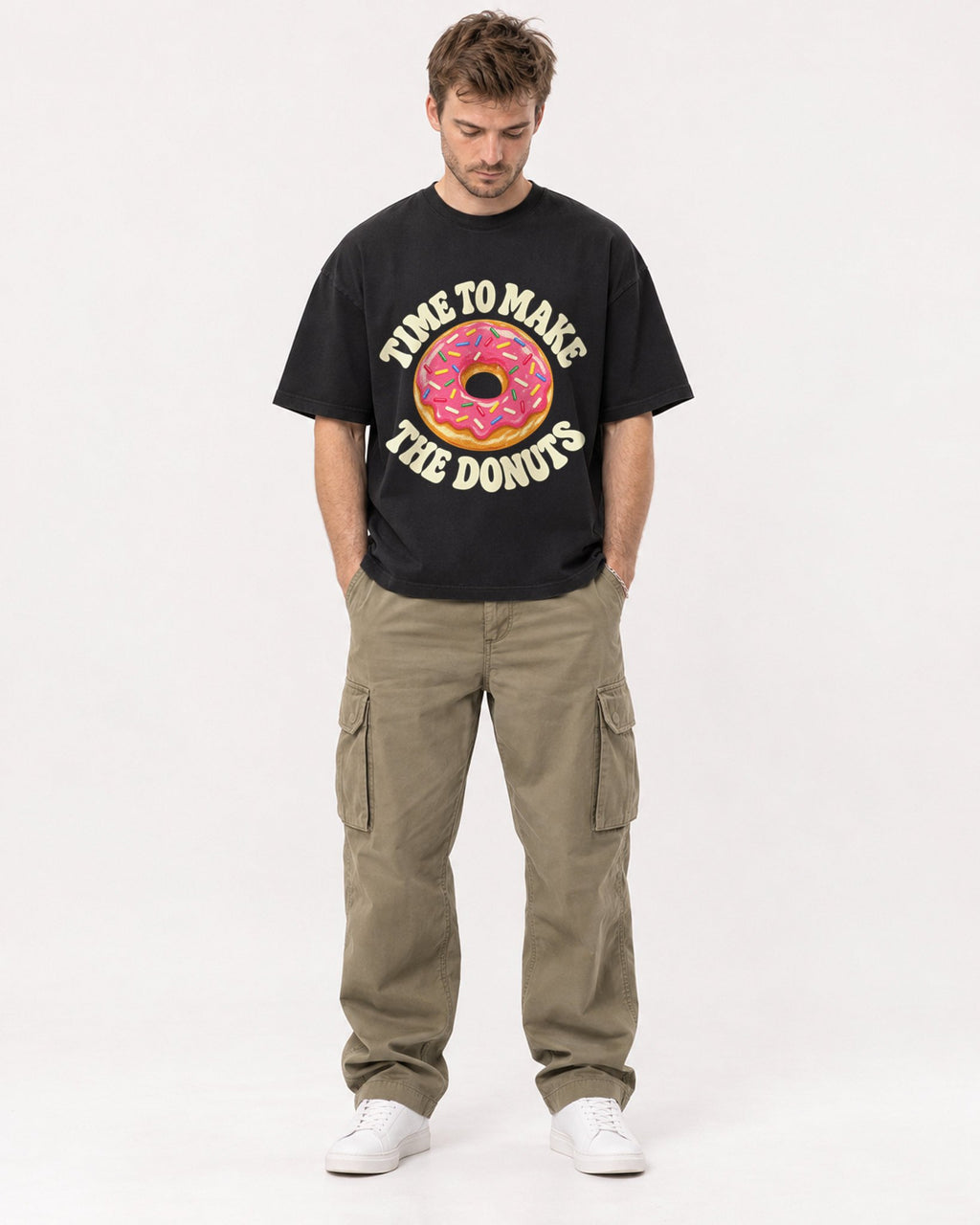 Mockup Boxy Heavyweight Tee Black male full-body 08