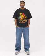 Mockup Boxy Heavyweight Tee Black male full-body 14
