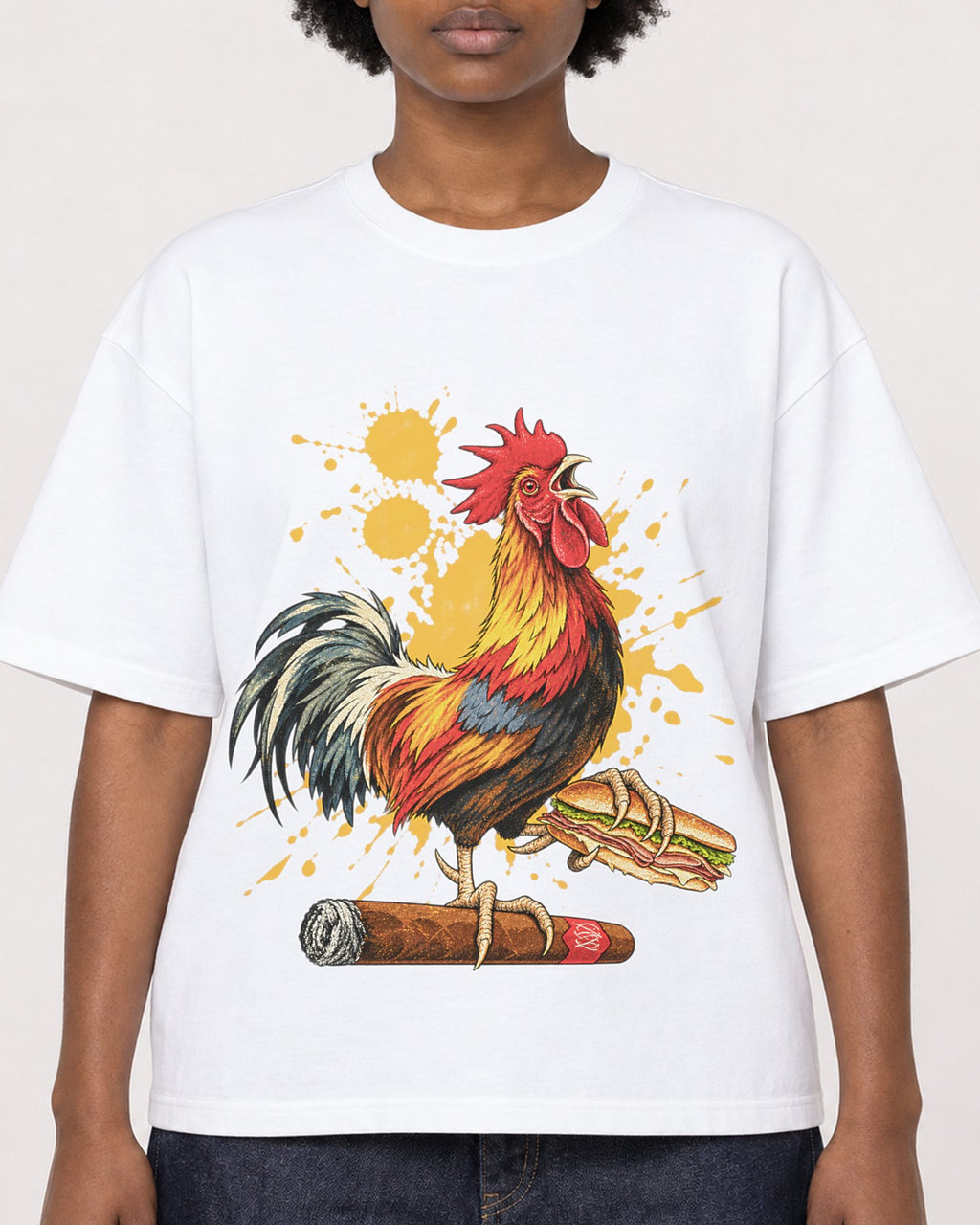 Mockup Boxy Heavyweight Tee White female close-up 14