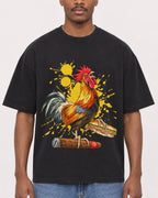 Mockup Boxy Heavyweight Tee Black male close-up 14