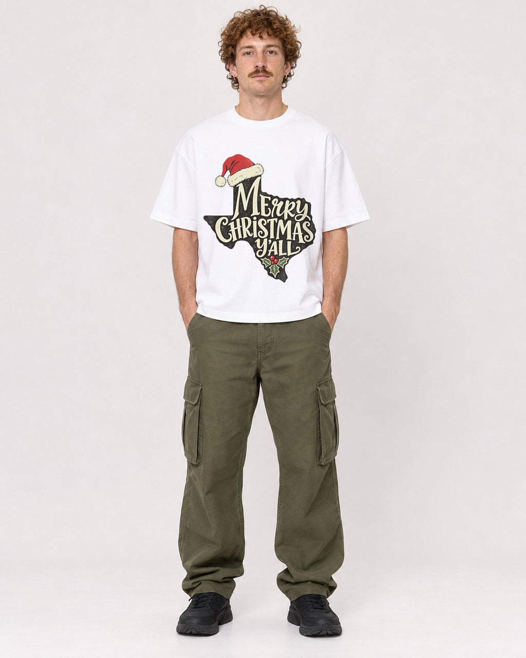 Mockup Boxy Heavyweight Tee White male full-body 09