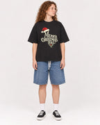 Mockup Boxy Heavyweight Tee Black female full-body 09