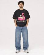 Mockup Boxy Heavyweight Tee Black male full-body 42