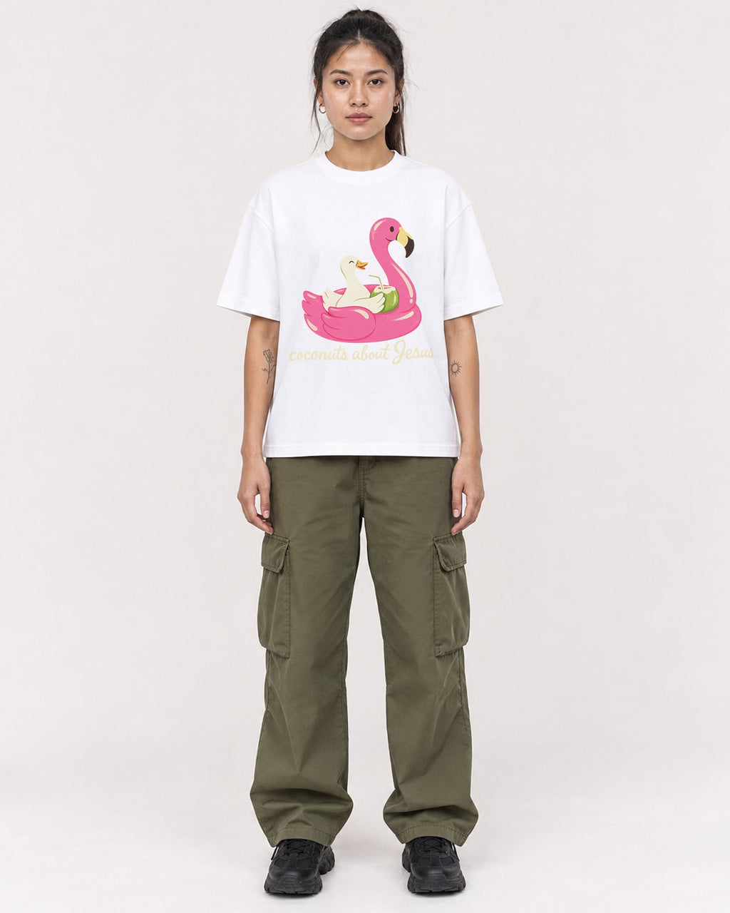 Mockup Boxy Heavyweight Tee White female full-body 42