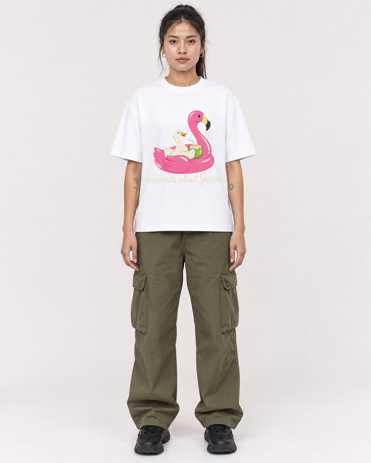 Mockup Boxy Heavyweight Tee White female full-body 42