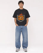 Mockup Boxy Heavyweight Tee Black male full-body 06