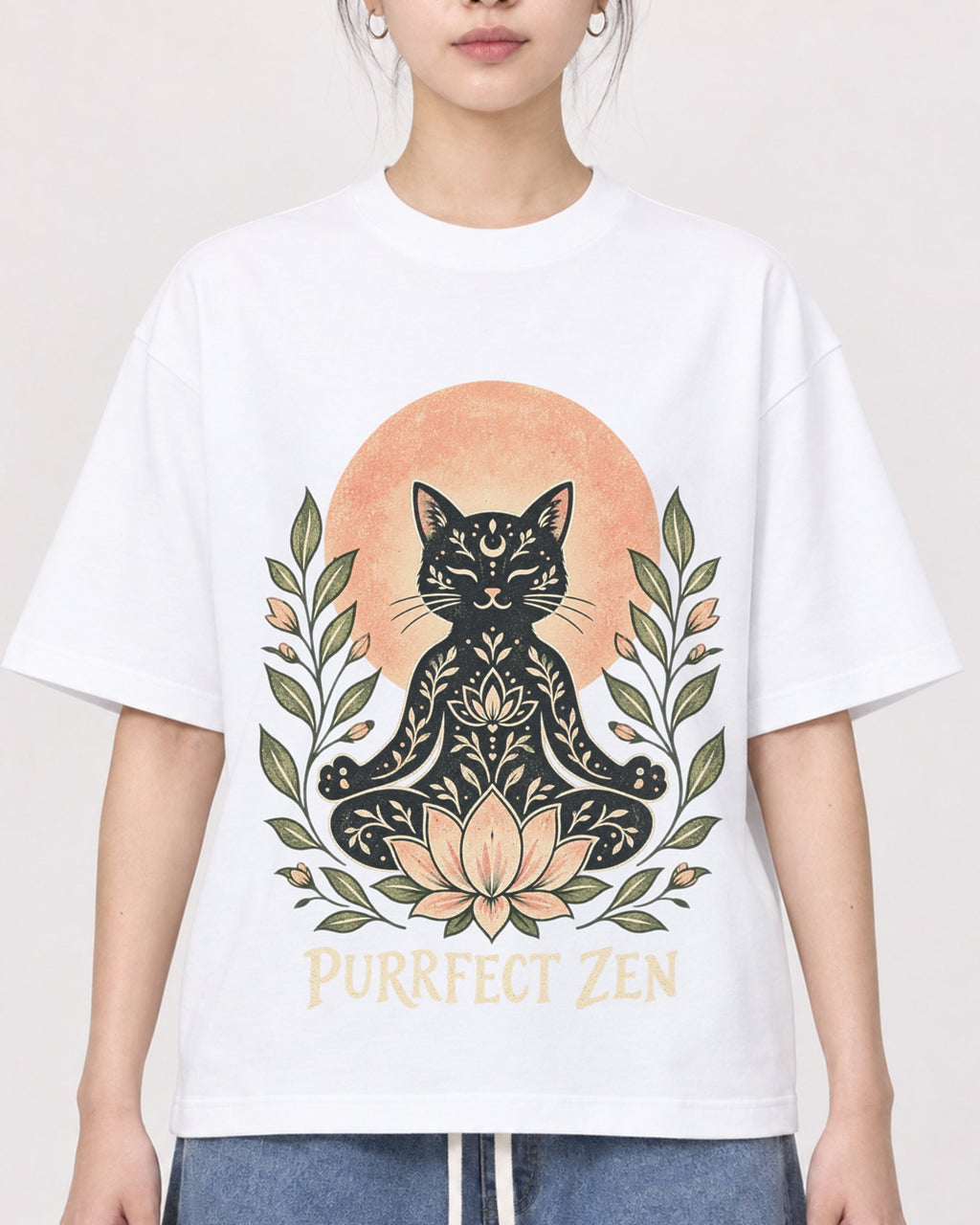 Mockup Boxy Heavyweight Tee White female close-up 41
