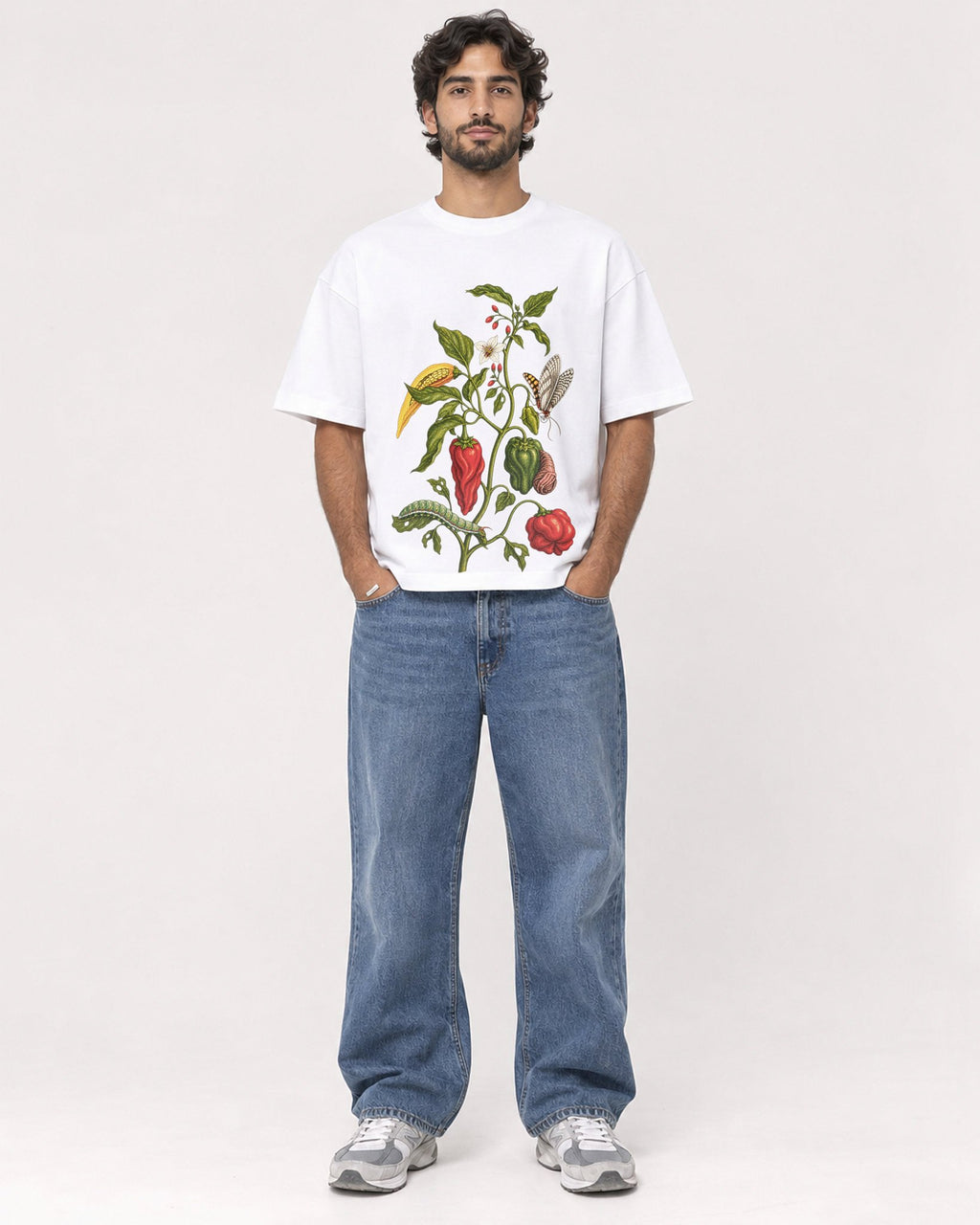 Mockup Boxy Heavyweight Tee White male full-body 17