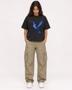 Mockup Boxy Heavyweight Tee Black female full-body 06