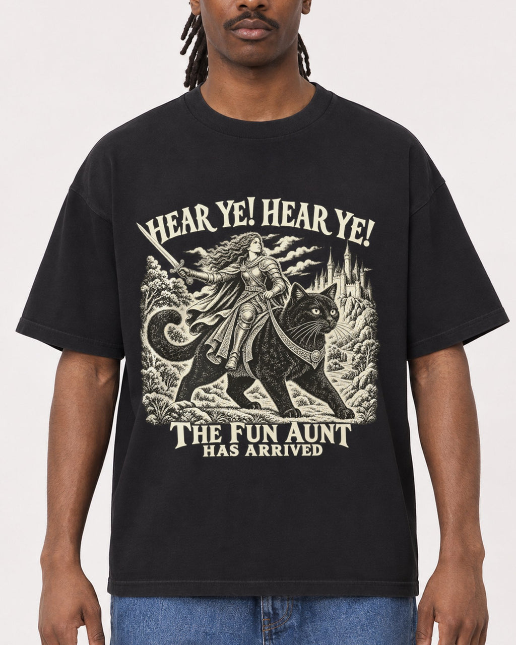 Mockup Boxy Heavyweight Tee Black male close-up 34