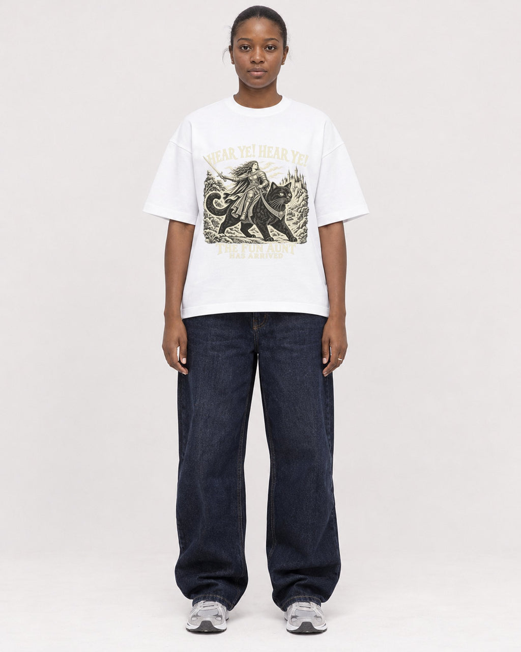 Mockup Boxy Heavyweight Tee White female full-body 34