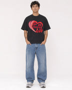 Mockup Boxy Heavyweight Tee Black male full-body 06