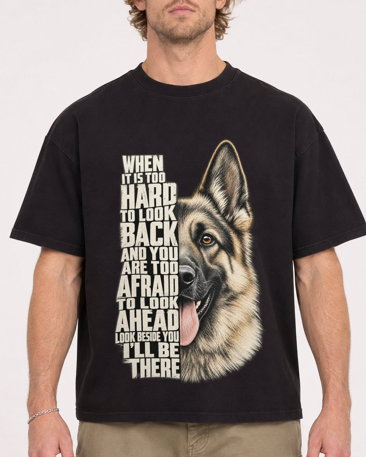 Mockup Boxy Heavyweight Tee Black male close-up 28