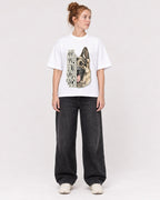 Mockup Boxy Heavyweight Tee White female full-body 28