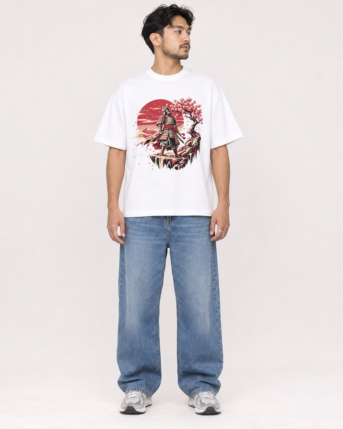 Mockup Boxy Heavyweight Tee White male full-body 02