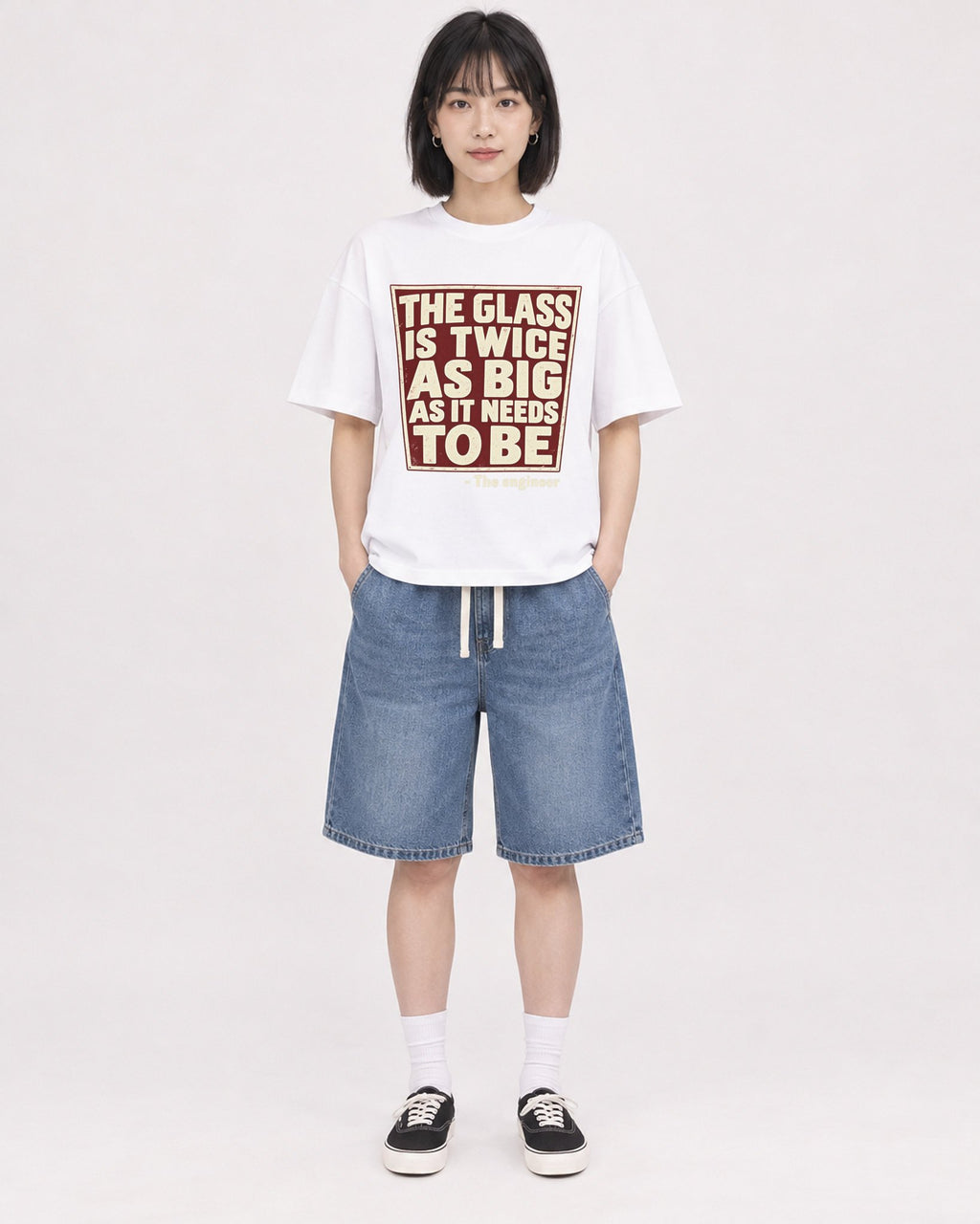 Mockup Boxy Heavyweight Tee White female full-body 11