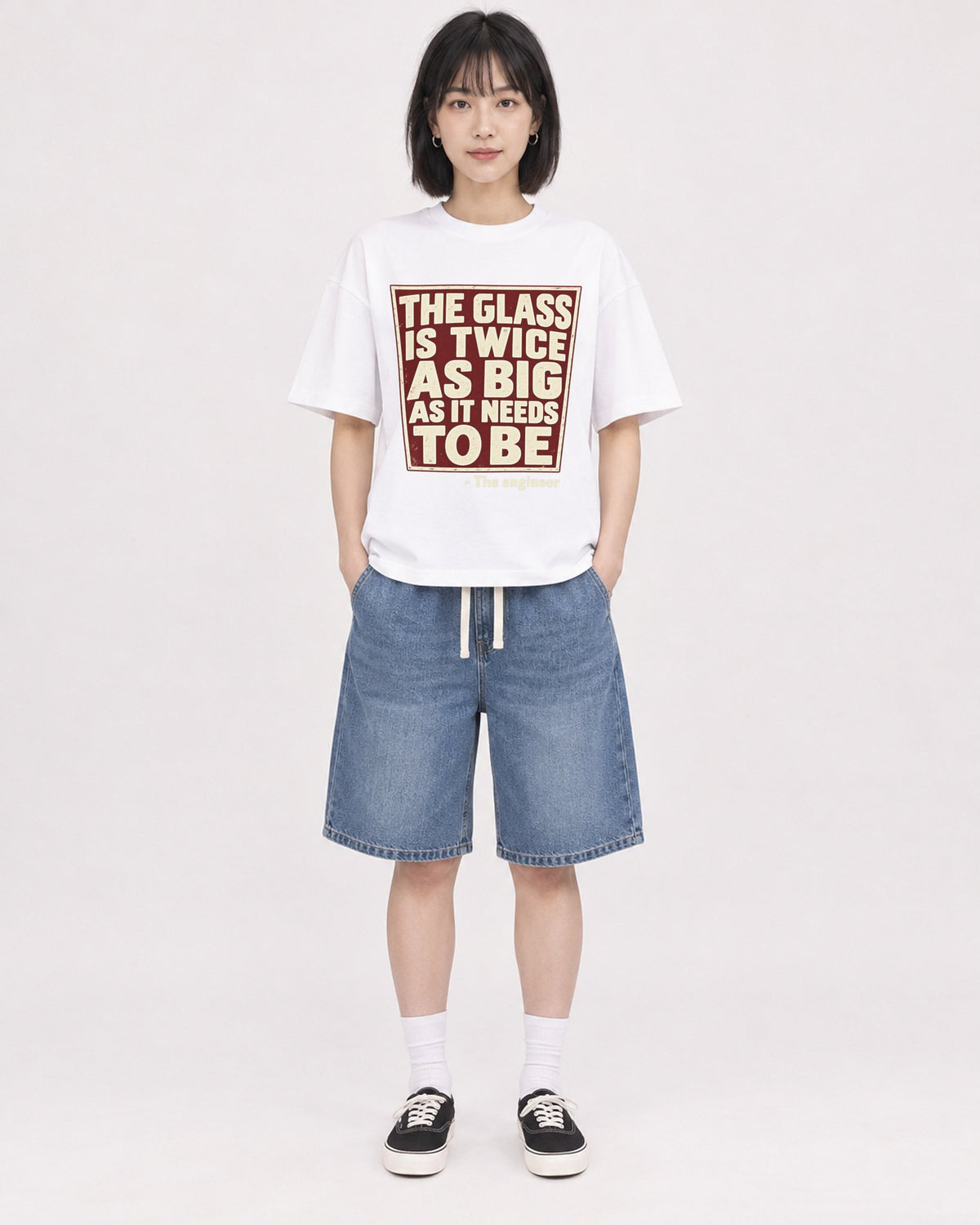 Mockup Boxy Heavyweight Tee White female full-body 11