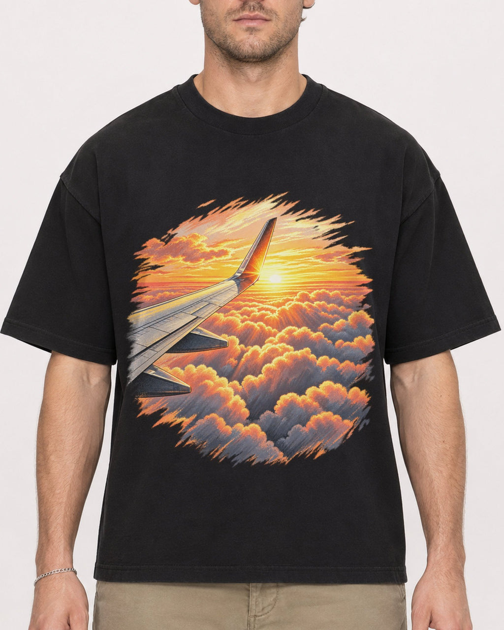 Mockup Boxy Heavyweight Tee Black male close-up 08
