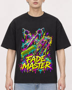 Mockup Boxy Heavyweight Tee Black male close-up 01
